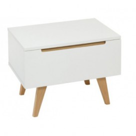Mesita de noche colección Kendi color blanco madera roble