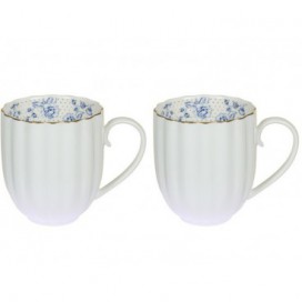 Set 2 tazas Morning blue blanco porcelana