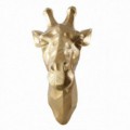 Figura cabeza jirafa dorada resina