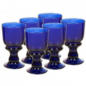 Juego 6 copas agua Blue vidrio