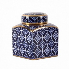 Tibor serie Zen tamaño pequeño color blanco, azul y oro