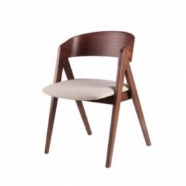 Silla Alfa beige madera nogal