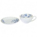 Set 2 tazas con plato Morning blue blanco porcelana
