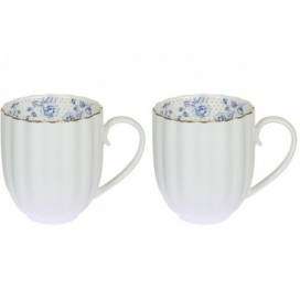 Set 2 tazas Morning blue blanco porcelana