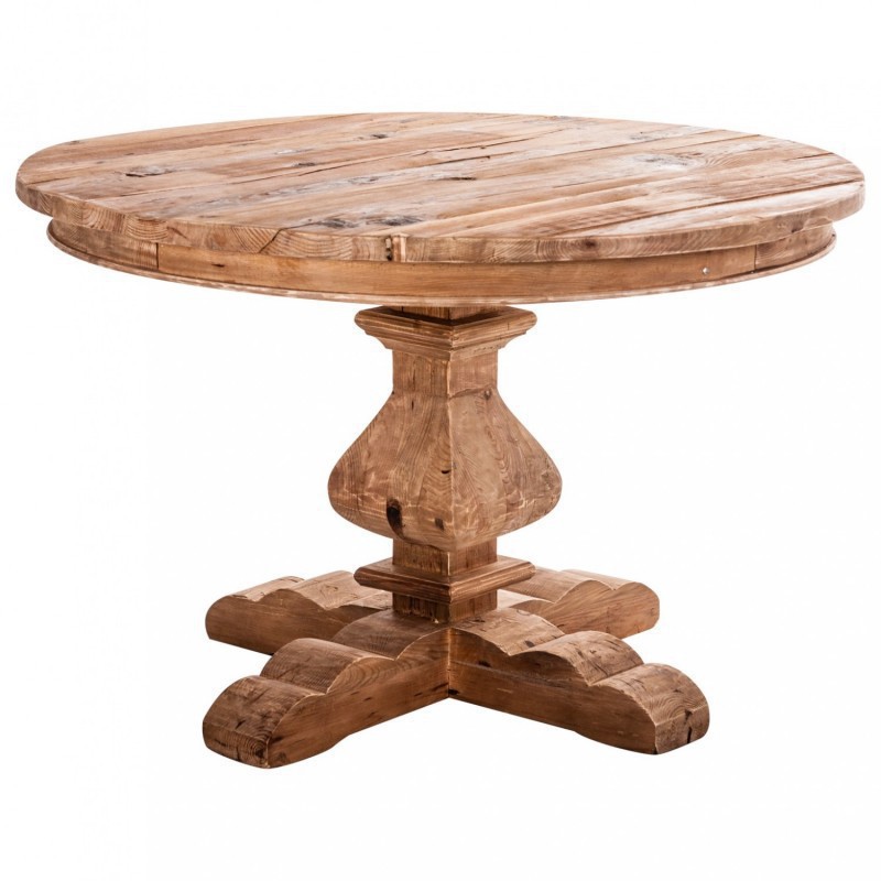Mesa comedor redonda madera pino reciclado rústica